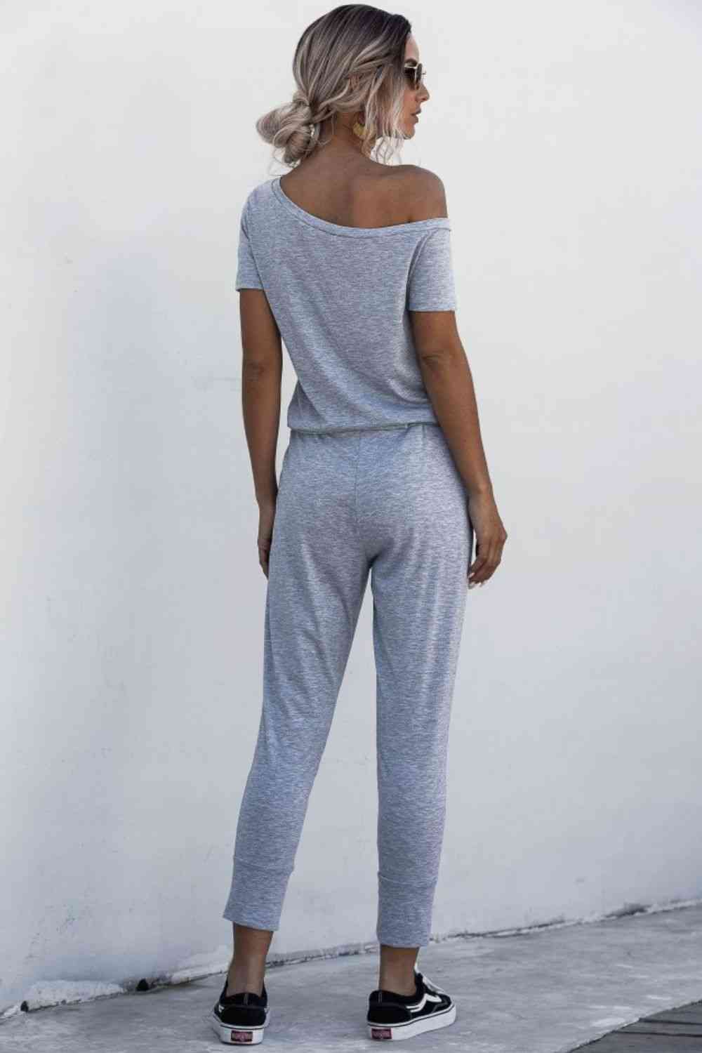 Asymmetrical Neck Tied Jumpsuit with Pockets (4 Colors)  Krazy Heart Designs Boutique   