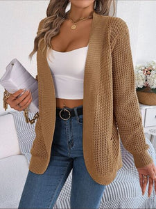 Open Front Ribbed Long Sleeve Cardigan with Pockets (5 Colors) coats Krazy Heart Designs Boutique   