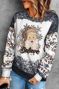 BELIEVE Santa Graphic Sweatshirt  Krazy Heart Designs Boutique Black S 