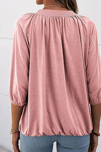 Gathered Detail Round Neck Top (8 Colors)  Krazy Heart Designs Boutique   