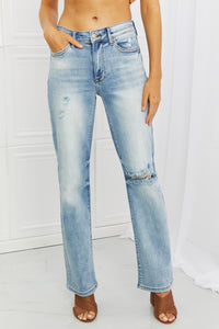 Judy Blue Natalie Full Size Distressed Straight Leg Jeans  Krazy Heart Designs Boutique Light 1(25) 