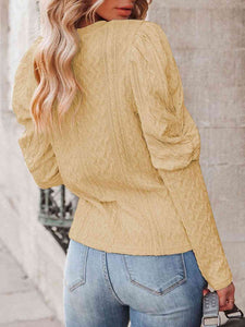 Round Neck Puff Sleeve Knit Top (5 Colors) Shirts & Tops Krazy Heart Designs Boutique   