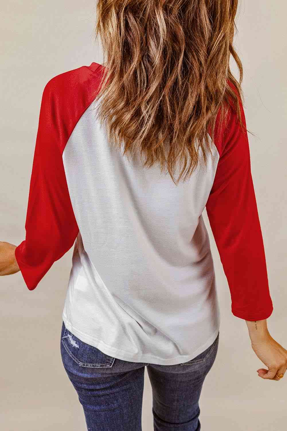 Raglan Sleeve Round Neck LOVE AMERICA Graphic Tee Shirts & Tops Krazy Heart Designs Boutique   