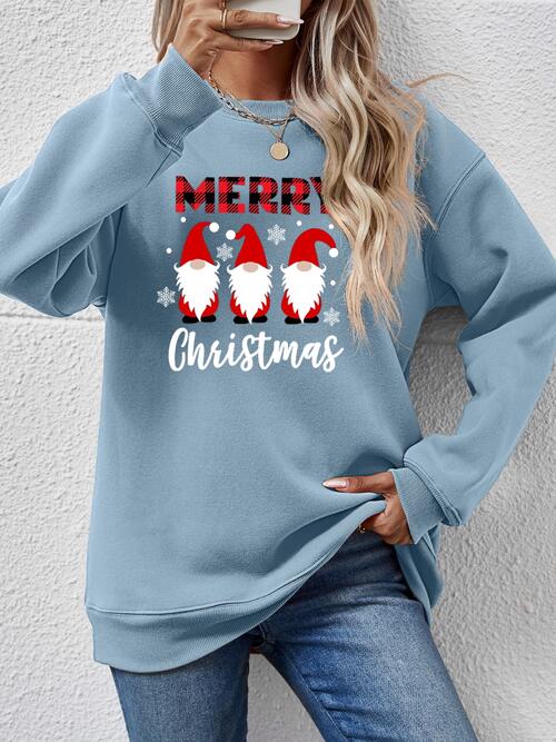 MERRY CHRISTMAS Long Sleeve Sweatshirt (9 Colors) Shirts & Tops Krazy Heart Designs Boutique Misty  Blue S 