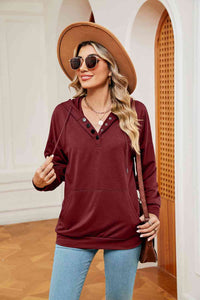 Quarter-Snap Drawstring Pocketed Hoodie (8 Colors) Shirts & Tops Krazy Heart Designs Boutique   