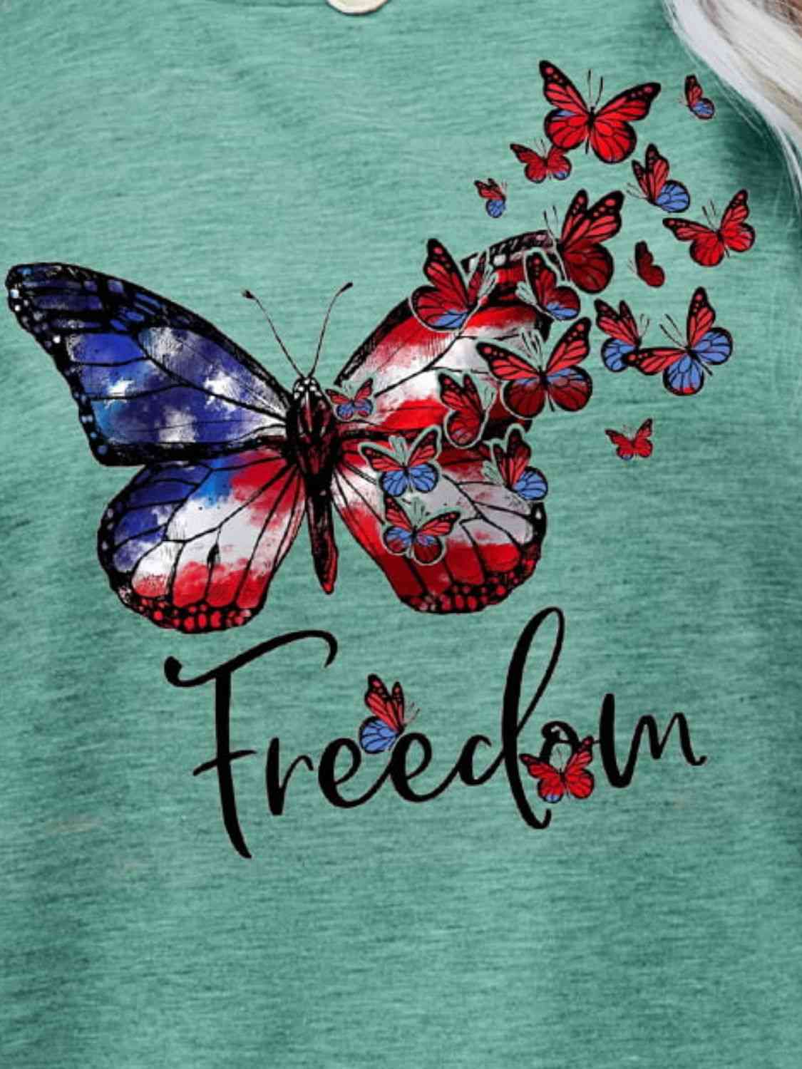 FREEDOM Butterfly Graphic Short Sleeve Tee (5 Colors)  Krazy Heart Designs Boutique   