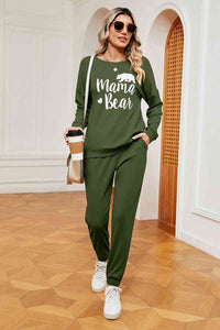 MAMA BEAR Graphic Sweatshirt and Sweatpants Set (5 Colors) Loungewear Krazy Heart Designs Boutique Moss S 