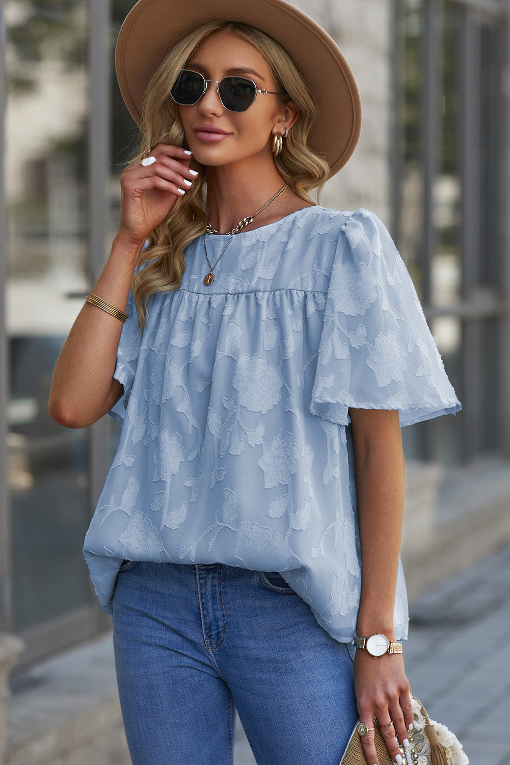 Round Neck Puff Sleeve Blouse (11 Colors)  Krazy Heart Designs Boutique   