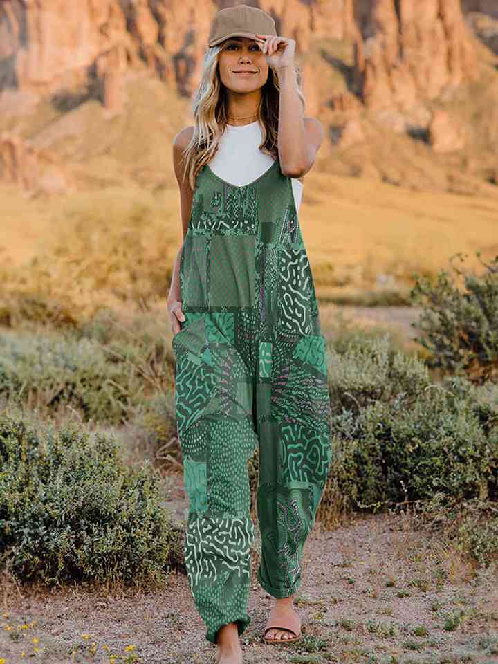 Sleeveless Patchwork Jumpsuit with Pockets (5 Colors)  Krazy Heart Designs Boutique Mid Green S 