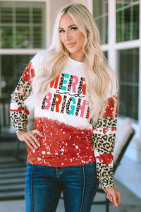 MERRY AND BRIGHT Graphic Round Neck Sweatshirt Shirts & Tops Krazy Heart Designs Boutique   
