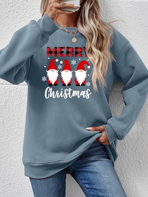 MERRY CHRISTMAS Long Sleeve Sweatshirt (9 Colors) Shirts & Tops Krazy Heart Designs Boutique French Blue S 