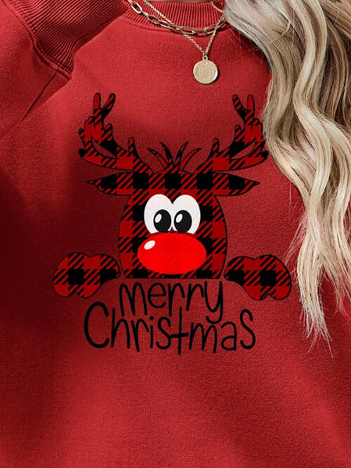 MERRY CHRISTMAS With Reindeer Sweatshirt (9 Colors)  Krazy Heart Designs Boutique   