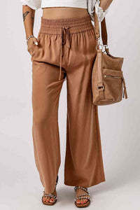 Drawstring Smocked Waist Wide Leg Pants (3 Colors) pants Krazy Heart Designs Boutique   