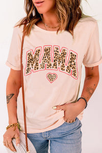 MAMA Heart Graphic Round Neck Tee  Krazy Heart Designs Boutique Peach S 
