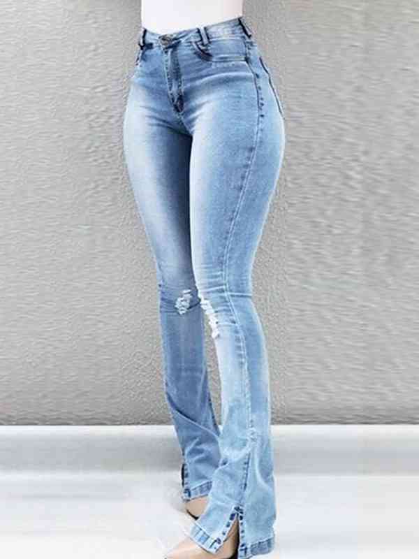 KHD Buttoned Slit Jeans  Krazy Heart Designs Boutique Light S 