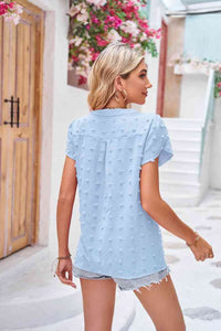 Swiss Dot Petal Sleeve Notched Top (6 Colors)  Krazy Heart Designs Boutique   