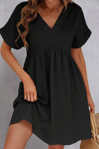 Casual V-Neck Short Sleeve Dress (2 Colors) Dress Krazy Heart Designs Boutique Black S 