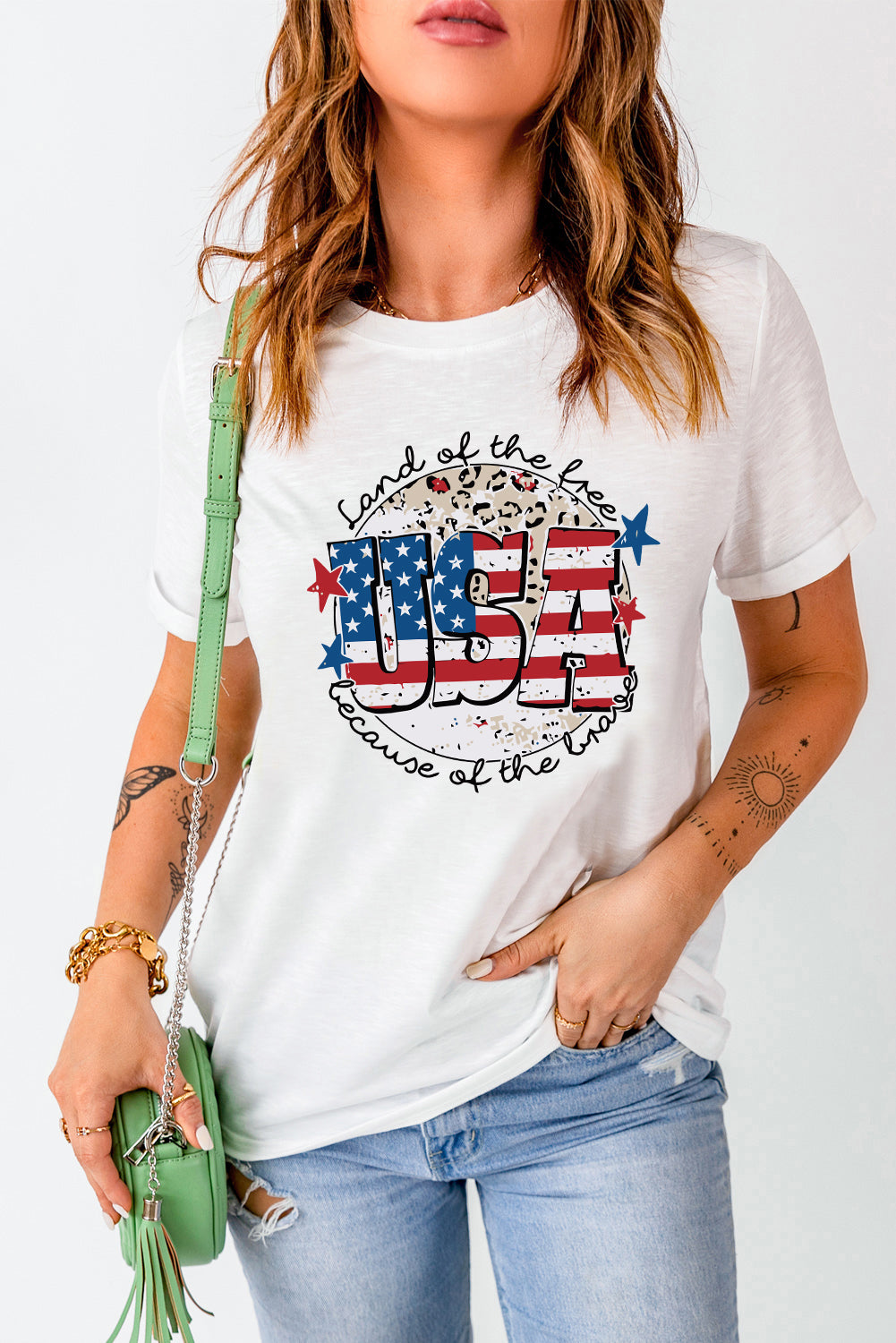 USA Graphic Round Neck Tee  Krazy Heart Designs Boutique   