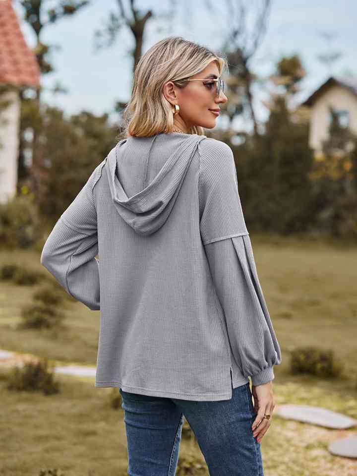 Dropped Shoulder Button-Down Hoodie (6 Colors) Shirts & Tops Krazy Heart Designs Boutique   