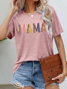 MAMA Leopard Graphic Short Sleeve Tee  Krazy Heart Designs Boutique Dusty Pink S 