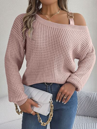 Asymmetrical Neck Long Sleeve Sweater (5 Colors) Shirts & Tops Krazy Heart Designs Boutique Blush Pink S 