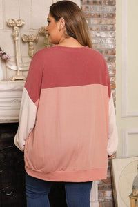 Plus Size Color Block Long Sleeve Sweatshirt  Krazy Heart Designs Boutique   