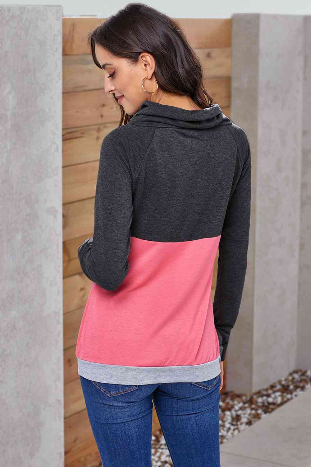 Color Block Raglan Sleeve Drawstring Sweatshirt (5Colors)  Krazy Heart Designs Boutique   