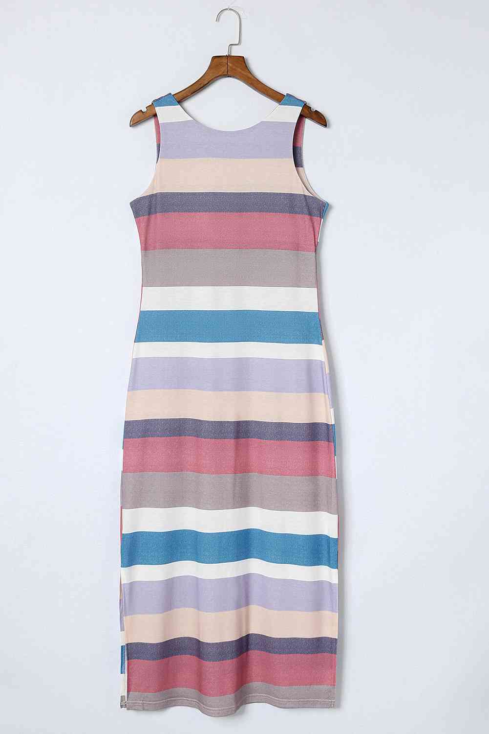 Striped Slit Sleeveless Maxi Dress  Krazy Heart Designs Boutique   