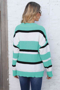 Color Block V-Neck Dropped Shoulder Sweater (7 Colors) Shirts & Tops Krazy Heart Designs Boutique   