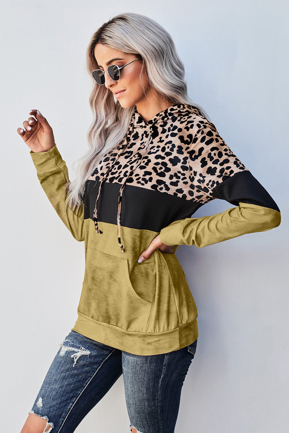 Leopard Color Block Hoodie (5 Colors)  Krazy Heart Designs Boutique   