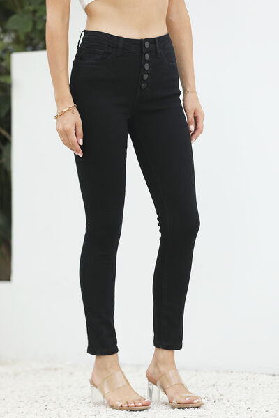 High Waist Button-Fly Slim Jeans pants Krazy Heart Designs Boutique   