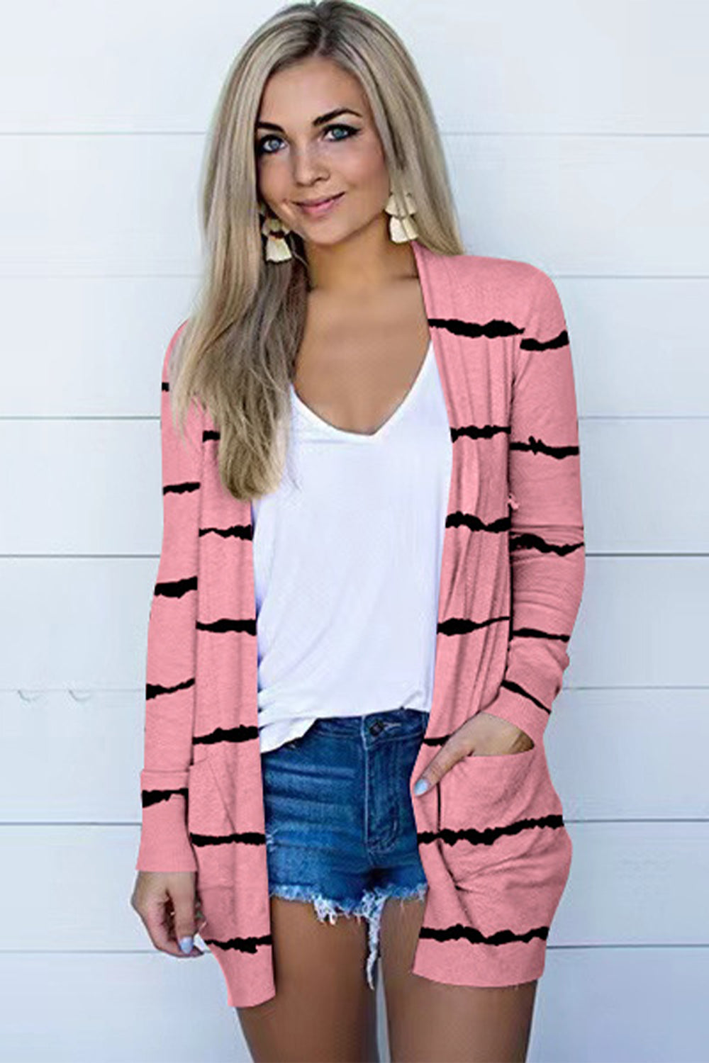Printed Long Sleeve Cardigan (3 Color Styles)  Krazy Heart Designs Boutique Carnation Pink S 