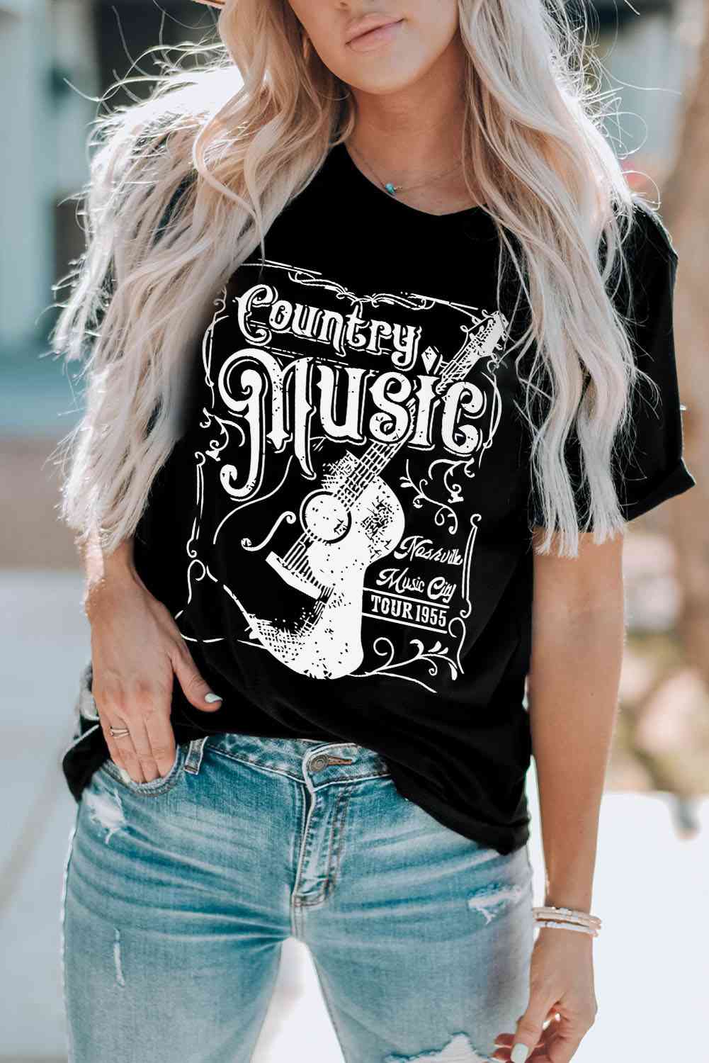 COUNTRY MUSIC Graphic Short Sleeve Tee Shirt Shirts & Tops Krazy Heart Designs Boutique   