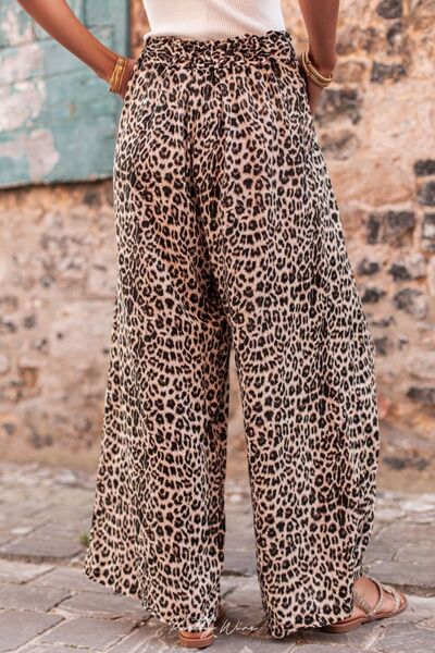 Leopard Drawstring Wide Leg Pants pants Krazy Heart Designs Boutique   