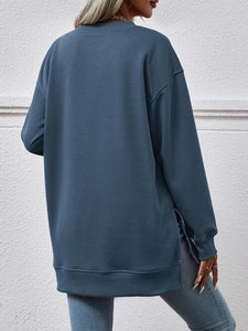 V-Neck Slit Long Sleeve Sweatshirt (9 Colors) Shirts & Tops Krazy Heart Designs Boutique   
