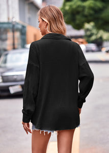 Textured Dropped Shoulder Longline Shirt  Krazy Heart Designs Boutique   