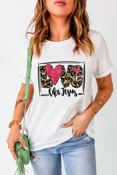 LOVE LIKE JESUS Short Sleeve T-Shirt Shirts & Tops Krazy Heart Designs Boutique White S 