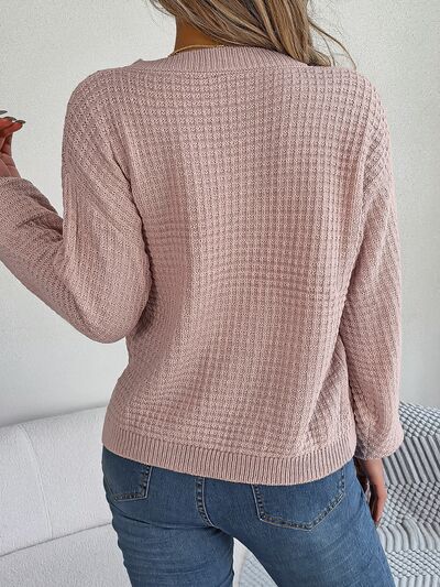 Cable-Knit Round Neck Long Sleeve Sweater (3 Colors) Shirts & Tops Krazy Heart Designs Boutique   