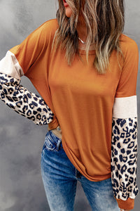 Round Neck Leopard Print Long Sleeve Top  Krazy Heart Designs Boutique   