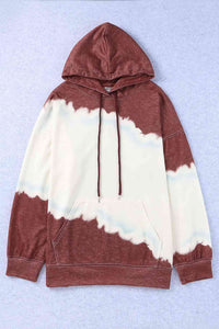Plus Size Paint Color Block Hoodie with Front Pocket (4 Colors) Shirts & Tops Krazy Heart Designs Boutique Chestnut 1XL 