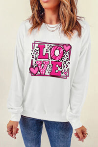 LOVE Round Neck Dropped Shoulder Sweatshirt Shirts & Tops Krazy Heart Designs Boutique   