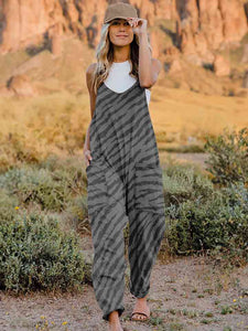 Full Size Printed V-Neck Sleeveless Jumpsuit (6 Colors)  Krazy Heart Designs Boutique Zebra S 