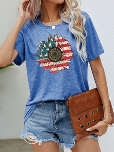 US Flag Flower Graphic Tee (5 Colors)  Krazy Heart Designs Boutique Cobalt Blue S 