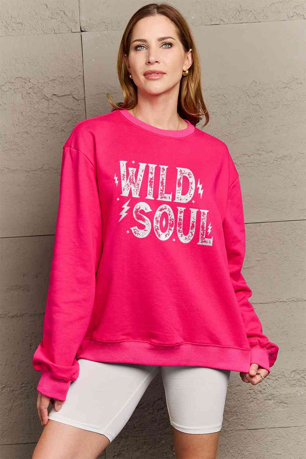 Simply Love Full Size WILD SOUL Graphic Sweatshirt (5 Colors)  Krazy Heart Designs Boutique Deep Rose S 