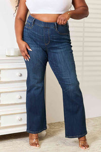 Judy Blue Full Size Elastic Waistband Slim Bootcut Jeans  Krazy Heart Designs Boutique Dark 0(24) 