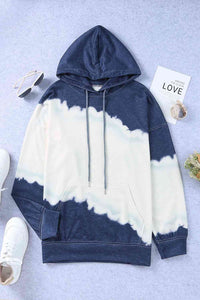 Plus Size Paint Color Block Hoodie with Front Pocket (4 Colors) Shirts & Tops Krazy Heart Designs Boutique Navy 1XL 