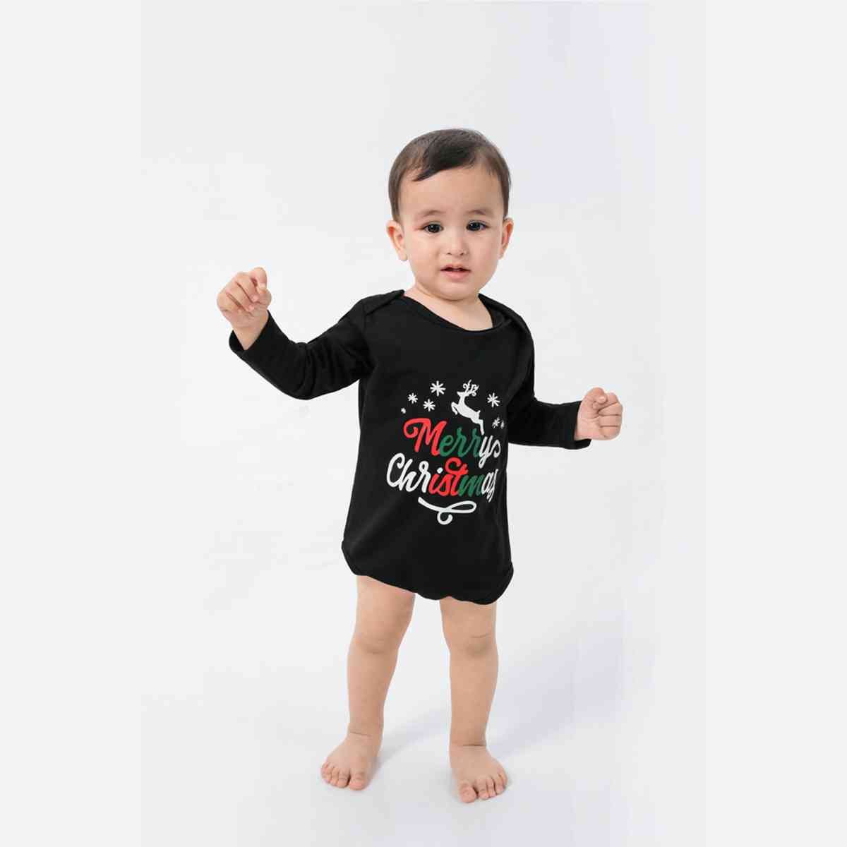 MERRY CHRISTMAS Graphic Bodysuit for Baby  Krazy Heart Designs Boutique Black 3-6M 