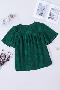 Round Neck Puff Sleeve Blouse (11 Colors)  Krazy Heart Designs Boutique Green S 