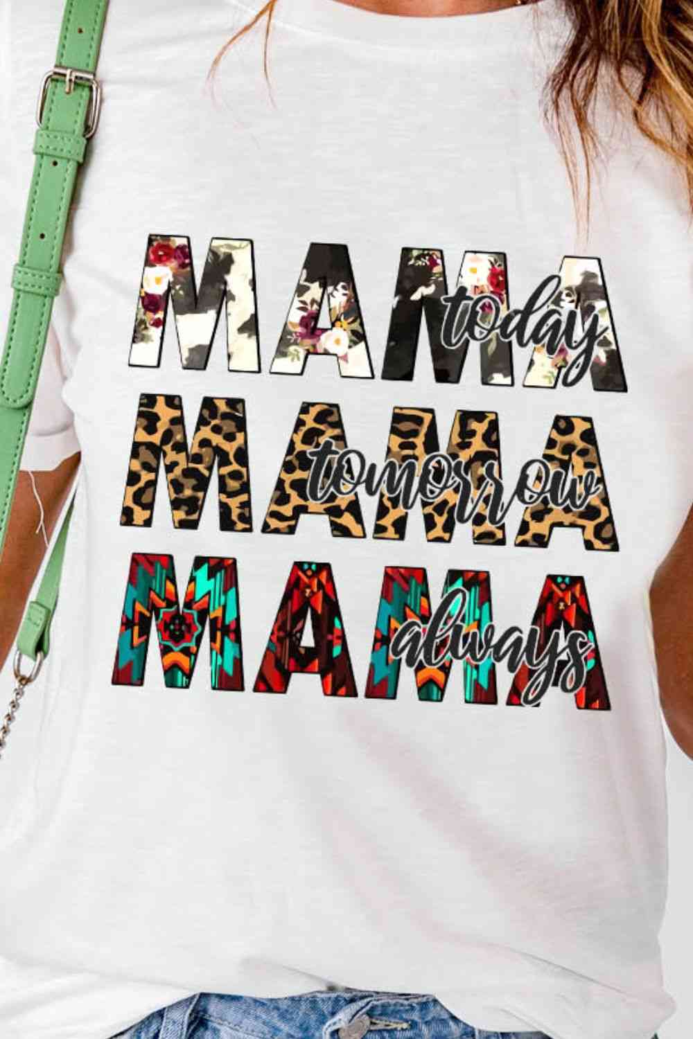 MAMA Graphic Cuffed Round Neck Tee Shirt Shirts & Tops Krazy Heart Designs Boutique   