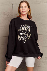 Full Size MERRY AND BRIGHT Graphic Sweatshirt  Krazy Heart Designs Boutique   